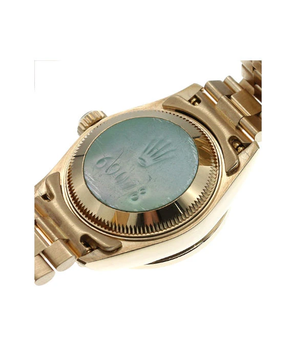 Rolex 69078G Datejust 26mm Champagne Dial in 18k Yellow Gold with Emerald and Diamonds Womens Watch