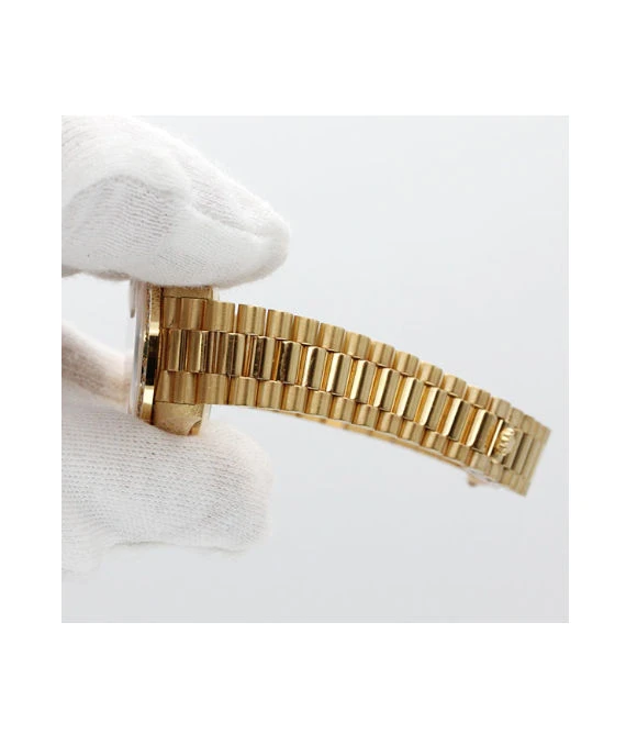 Rolex 69078G Datejust 26mm Champagne Dial in 18k Yellow Gold with Emerald and Diamonds Womens Watch