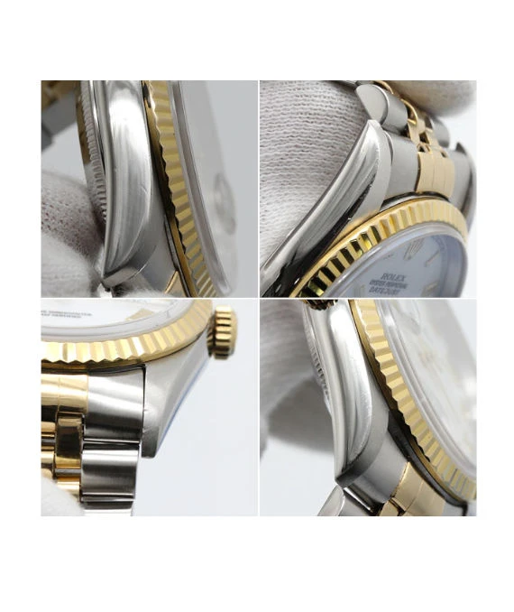 Rolex Datejust 16233 U 36mm White Roman Dial Stainless Steel/Yellow Gold Automatic Mens Watch