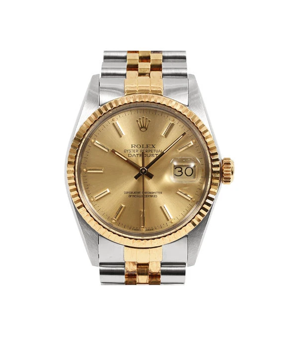 Rolex Datejust 16013 36mm Gold Dial Stainless Steel/Yellow Gold Automatic Mens Watch