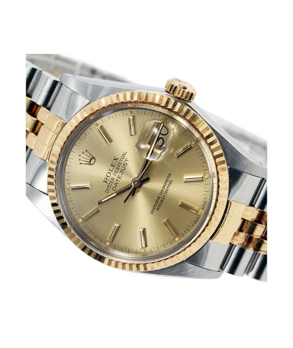 Rolex Datejust 16013 36mm Gold Dial Stainless Steel/Yellow Gold Automatic Mens Watch