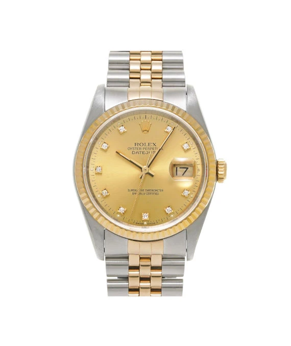 Rolex 1991 Date just 16233G 36mm Champagne Dial Stainless Steel and Yellow Gold Jubilee Bracelet Automatic Mens Watch