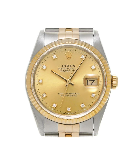 Rolex 1991 Date just 16233G 36mm Champagne Dial Stainless Steel and Yellow Gold Jubilee Bracelet Automatic Mens Watch