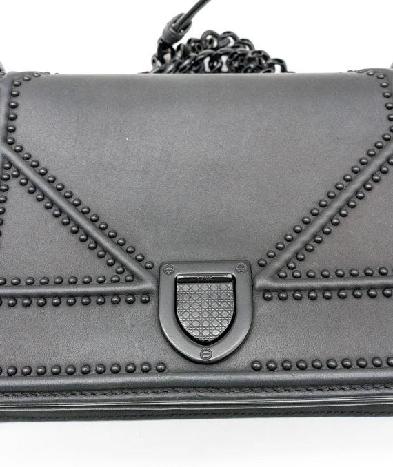 Christian Dior Black Ultra Matte Leather Small Diorama Shoulder Bag