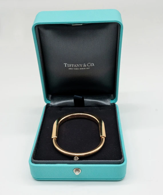 Tiffany  Co. "Tiffany Lock" 18k Rose Gold Medium Size Bangle