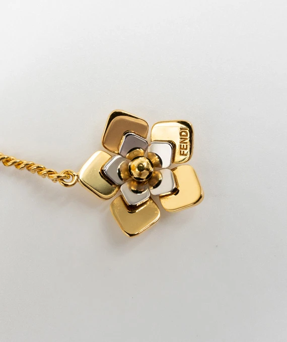 Fendi Two Tone Flower Dangle Earrings