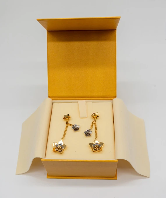 Fendi Two Tone Flower Dangle Earrings