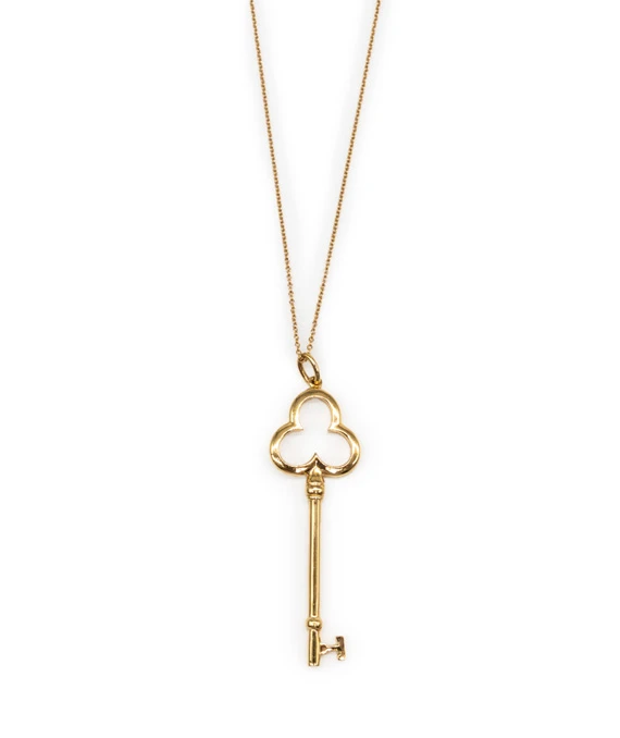 Tiffany  Co. Trefoil Key 18K Yellow Gold Pendant