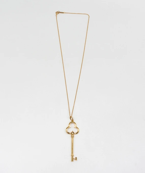 Tiffany  Co. Trefoil Key 18K Yellow Gold Pendant
