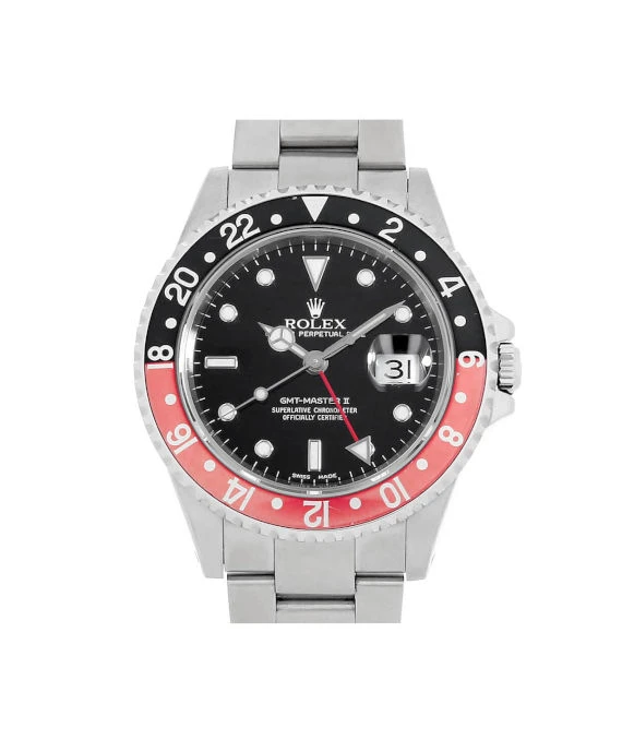 Rolex GMT-Master II 16710 Red Black Bezel 40mm Black Dial Stainless Steel Mens Watch