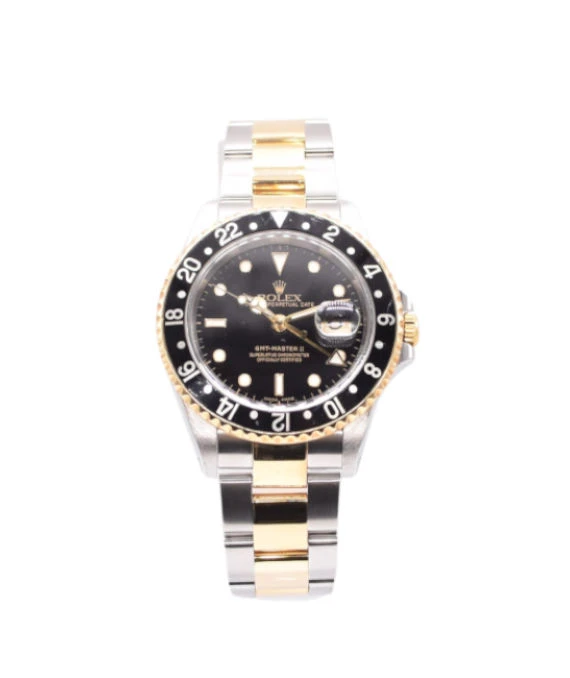 Rolex GMT-Master II 16713 40mm Black Dial Yellow Gold and Stainless Steel Mens Watch