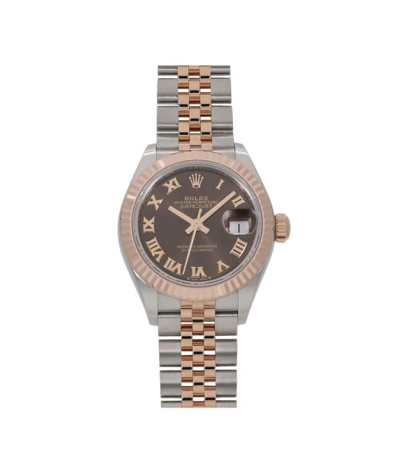 Rolex 2010 Lady Date just 28mm Chocolate Rome Dial Stainless Steel and Rose Gold Automatic Womens Watch