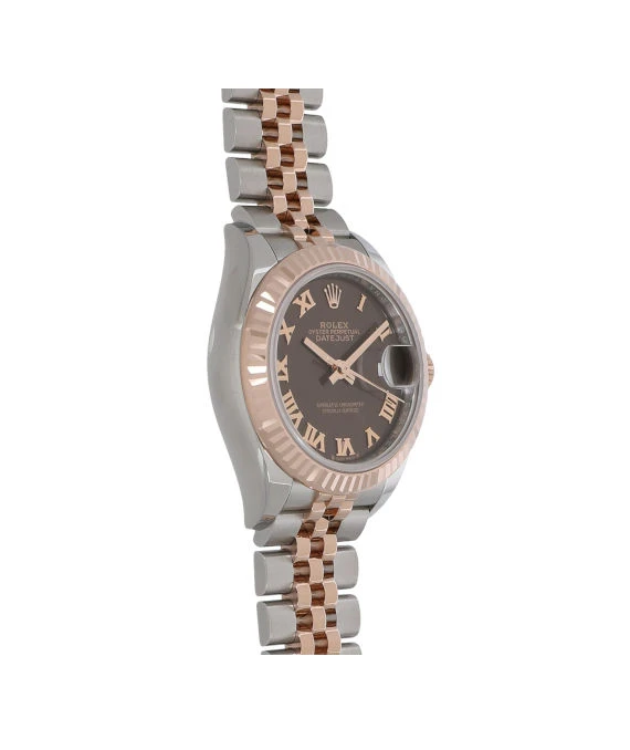 Rolex 2010 Lady Date just 28mm Chocolate Rome Dial Stainless Steel and Rose Gold Automatic Womens Watch