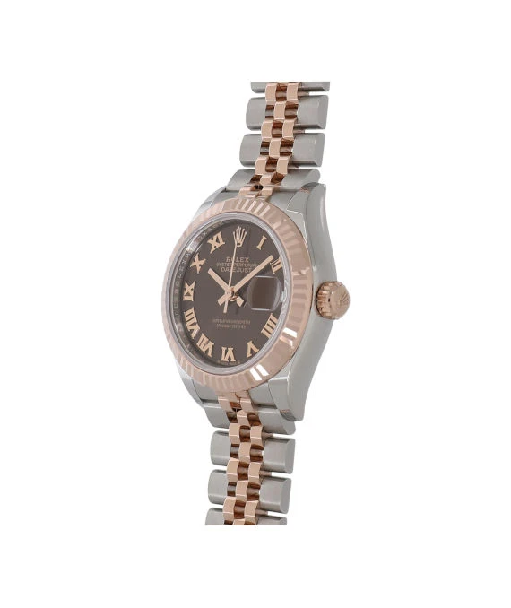 Rolex 2010 Lady Date just 28mm Chocolate Rome Dial Stainless Steel and Rose Gold Automatic Womens Watch