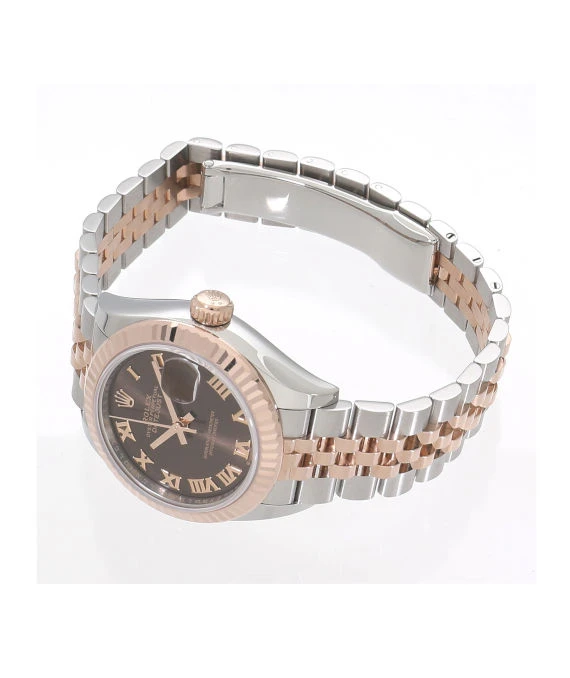 Rolex 2010 Lady Date just 28mm Chocolate Rome Dial Stainless Steel and Rose Gold Automatic Womens Watch