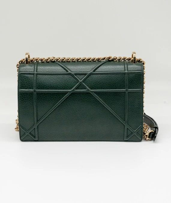 Christian Dior Green Leather Medium Diorama Shoulder Bag