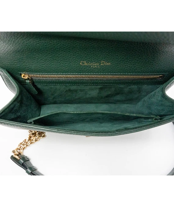 Christian Dior Green Leather Medium Diorama Shoulder Bag