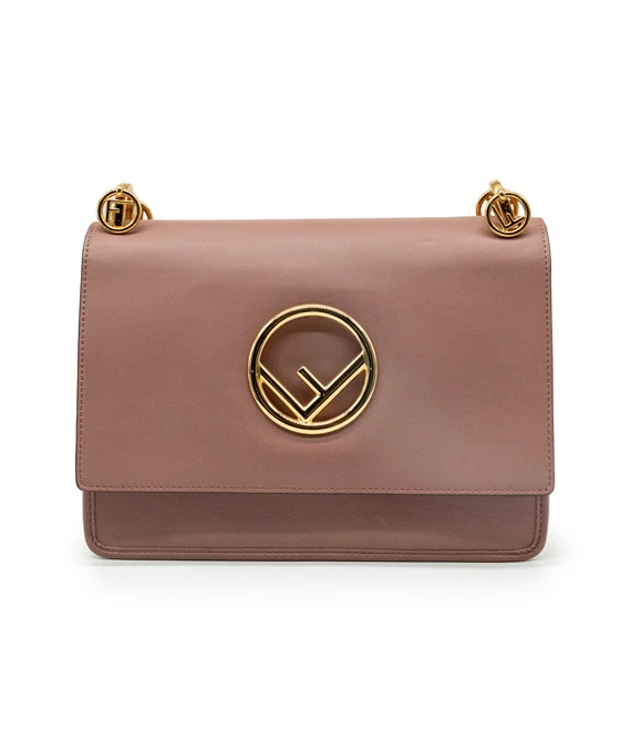 Fendi Pink Color Leather Kan I F Logo Shoulder Bag