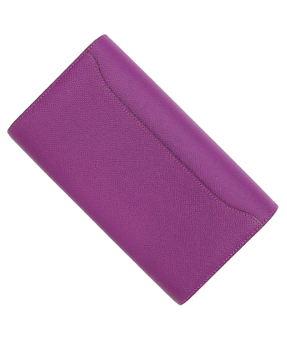Hermes 2015 (Stamp U) Epsom Leather Constance Long Wallet in Anemone Color with Palladium Hardware