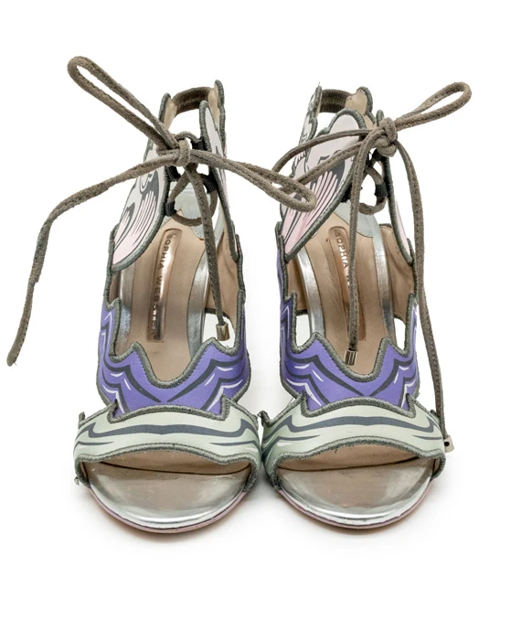 Sophia Webster Size 37.5 Heaven Tempest Orchid Tie Front Sandals Heels