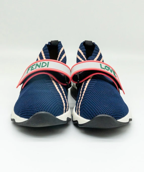Fendi Size 37 Blue Knit Fabric Rockoko Sneakers