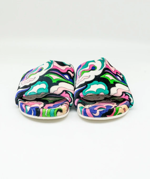 Emilio Pucci Size 37.5 Printed Velvet Slides
