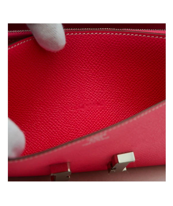 Hermes (Stamp R) Epsom Leather Constance Long Wallet in Rose Tyrian Color with Palladium Hardware