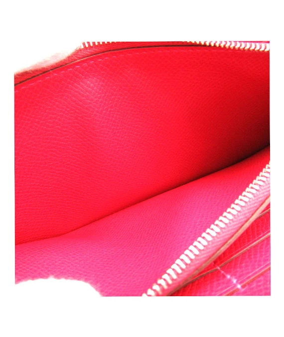 Hermes 2012 (Stamp P) Epsom Leather Constance Long Wallet in Rouge Casaque Color with Palladium Hardware