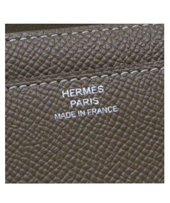 Hermes 2018 (Stamp C) Epsom Leather Constance Long Wallet in Etoupe Color with Palladium Hardware