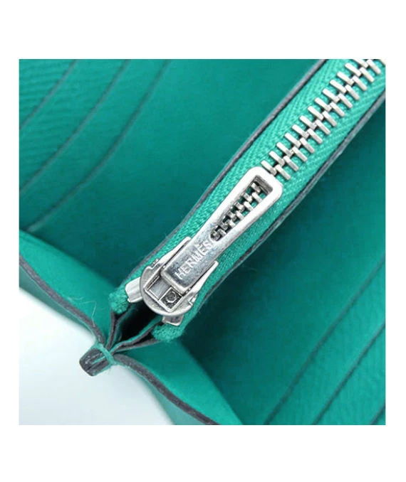 Hermes 2016 (Stamp X) Epsom Leather Constance Long Wallet in Blue Paon Color with Palladium Hardware