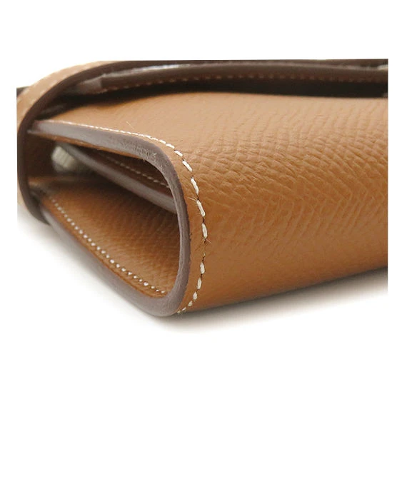 Hermes 2020 (Stamp Y) Epsom Leather Kelly To Go Long Wallet in Golden Brown Color with Palladium Hardware