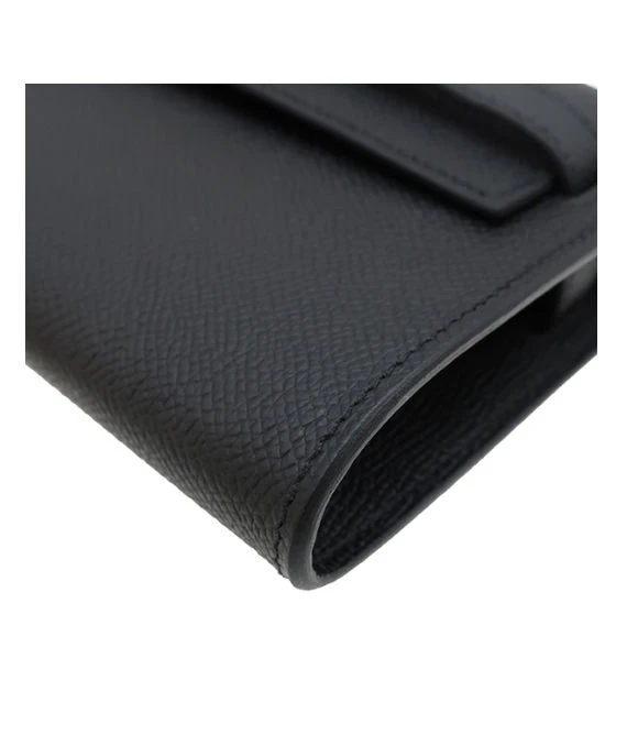 Hermes 2023 (Stamp B) Epsom Leather Kelly To Go Long Wallet in Black Color with Gold Hardware