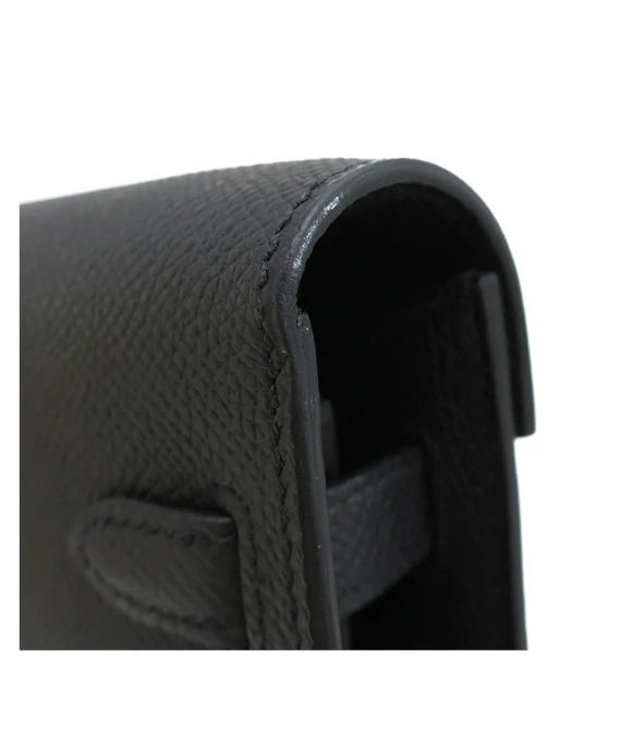 Hermes 2023 (Stamp B) Epsom Leather Kelly To Go Long Wallet in Black Color with Gold Hardware