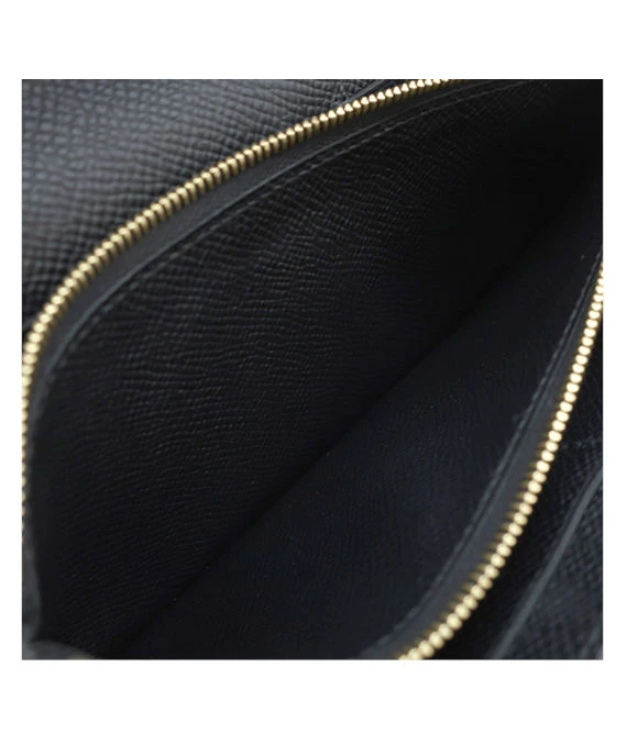 Hermes 2023 (Stamp B) Epsom Leather Kelly To Go Long Wallet in Black Color with Gold Hardware