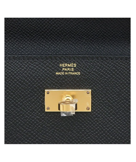 Hermes 2023 (Stamp B) Epsom Leather Kelly To Go Long Wallet in Black Color with Gold Hardware