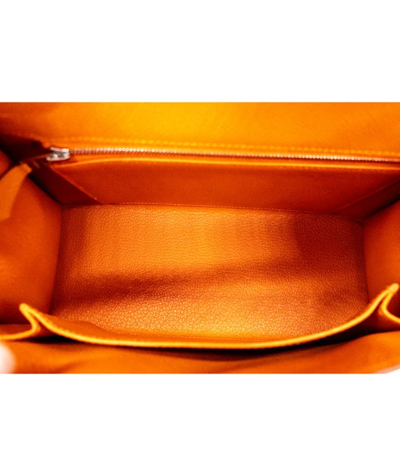 Hermes Kelly (Stamp B) Size 25 Orange Epsom Leather Handbag with Palladium Hardware