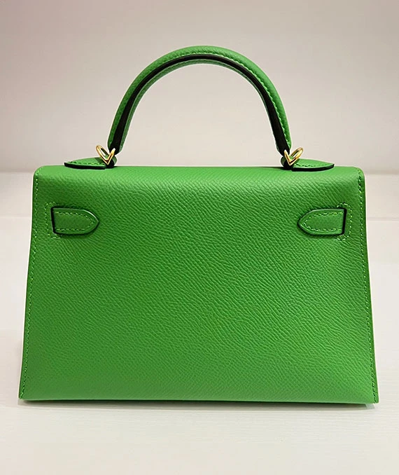 HERMES 2023 Green Mini Kelly in Epsom Leather with Gold Hardware