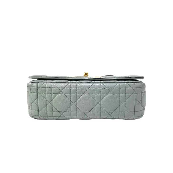 Christian Dior Cannage Lambskin Light Grey Caro Small Bag with Gold Hardware