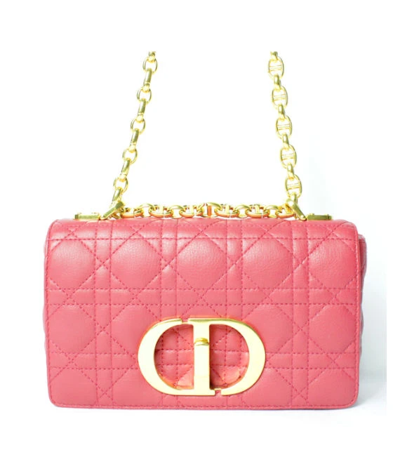 Christian Dior Cannage Calfskin Pink Caro Small Bag with Gold Hardware