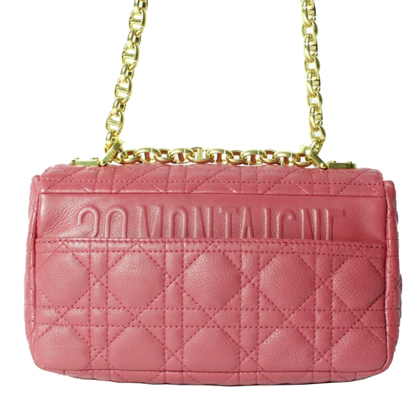 Christian Dior Cannage Calfskin Pink Caro Small Bag with Gold Hardware