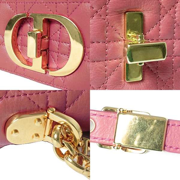 Christian Dior Cannage Calfskin Pink Caro Small Bag with Gold Hardware