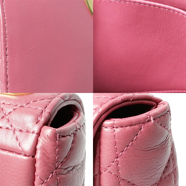 Christian Dior Cannage Calfskin Pink Caro Small Bag with Gold Hardware