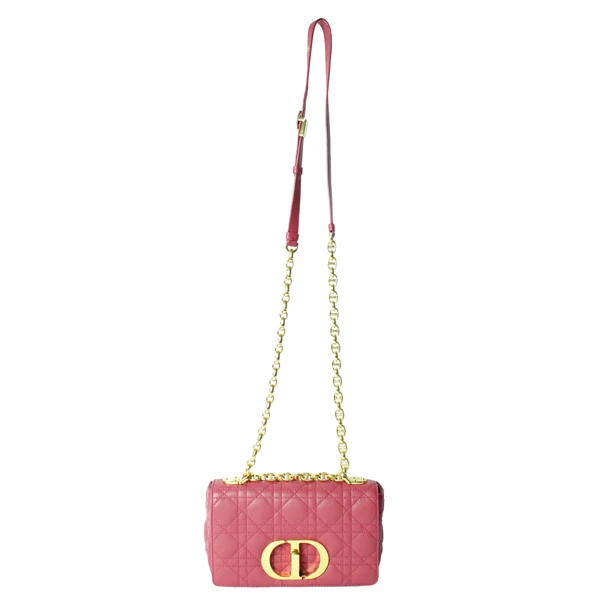 Christian Dior Cannage Calfskin Pink Caro Small Bag with Gold Hardware