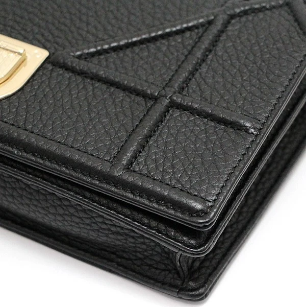 Christian Dior Diorama Chain on Wallet in Leather Black with Gold Hardware