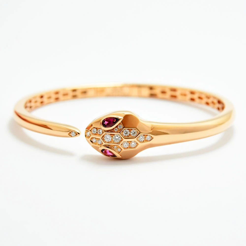 Bvlgari Bracelet Serpenti BVLGARI Bangle Snake Diamond Tourmaline K18PG 750