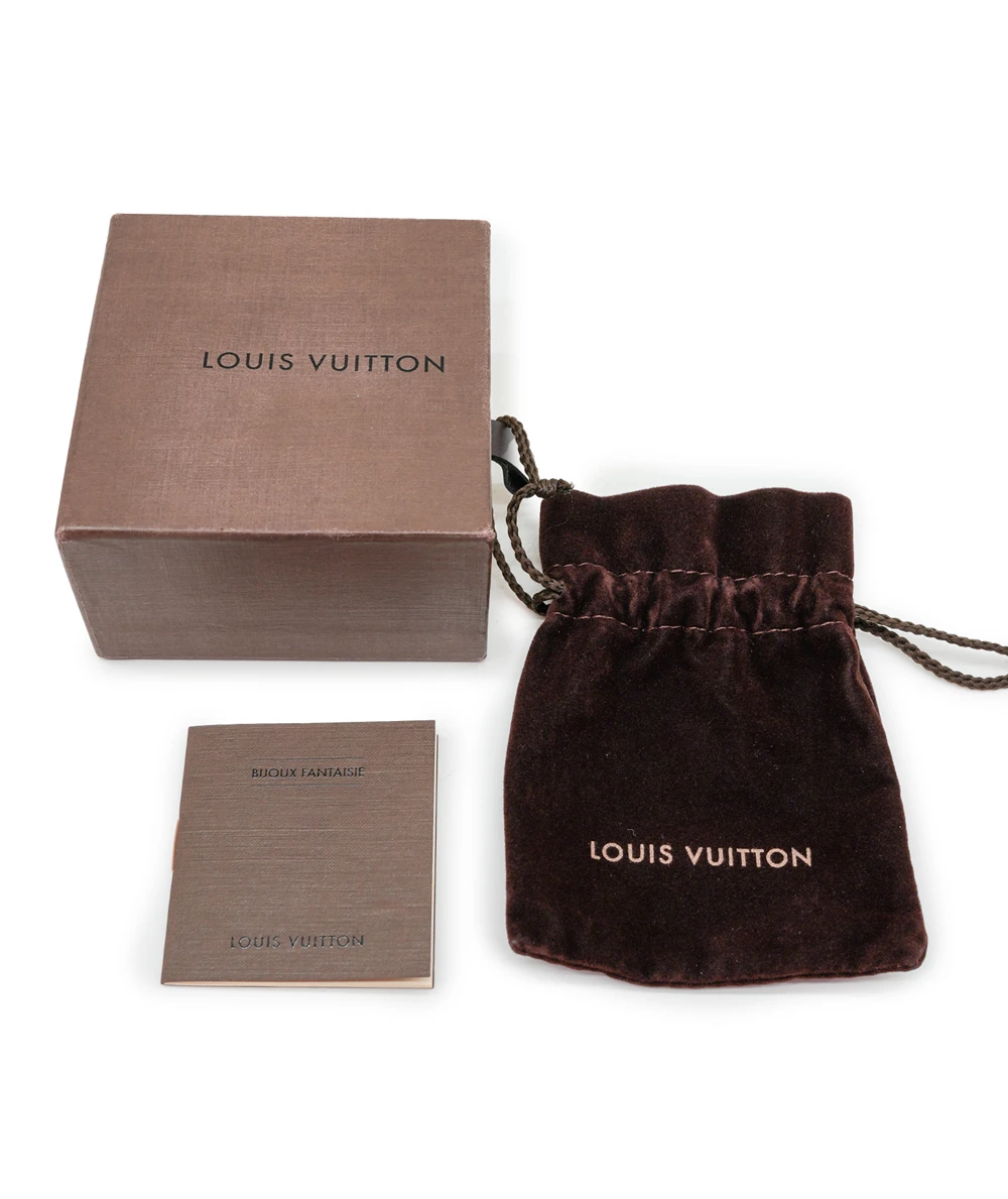 Louis Vuitton ID Chain Gold Plated Hoop Earrings with LV Monogram Logo in Silver