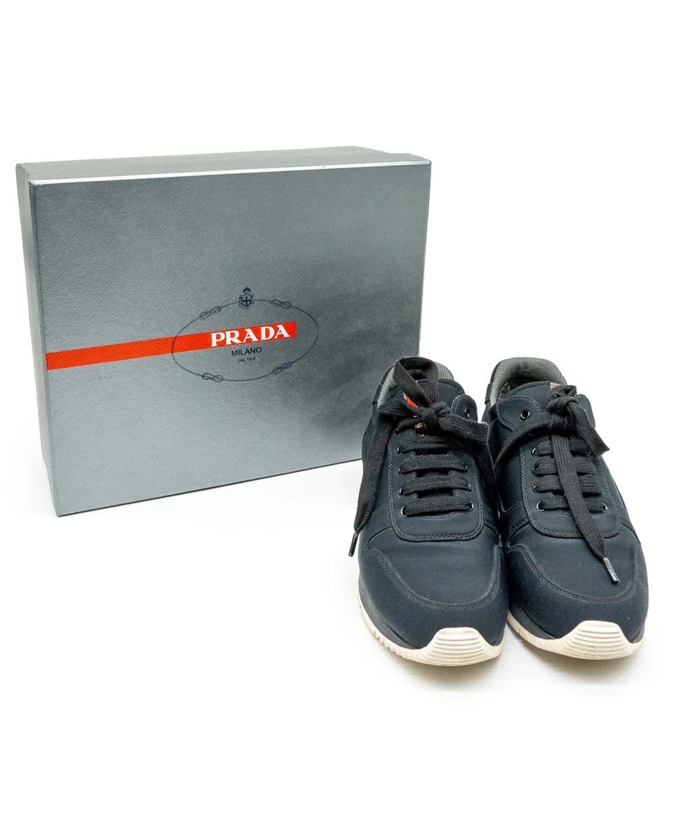 Prada Size 38 Sport Dark Blue Nylon Low-Top Sneakers with White/Black Sole