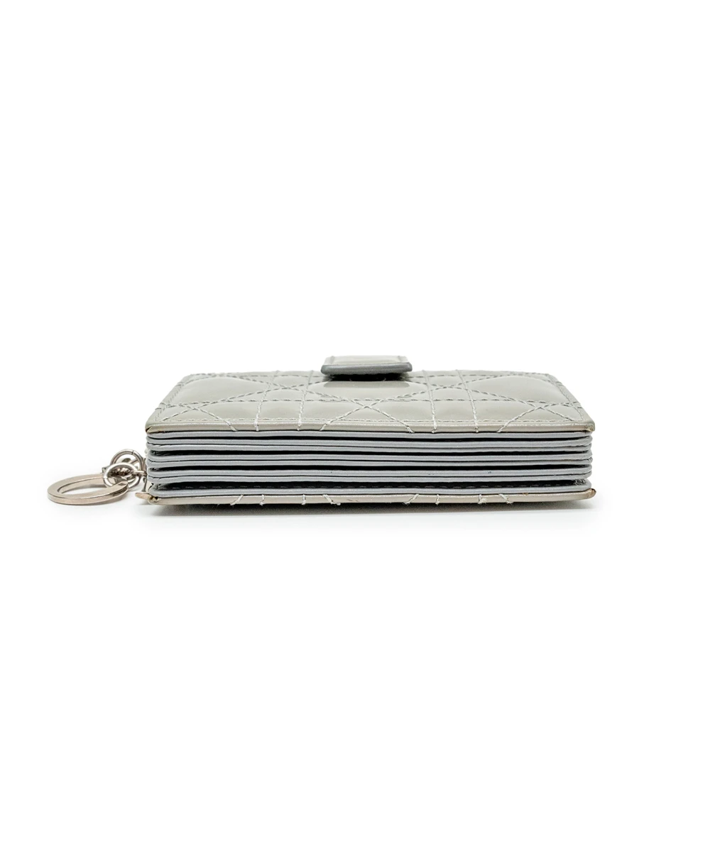 Dior Grey Cannage Patent Leather 5 Gusset Card Holder