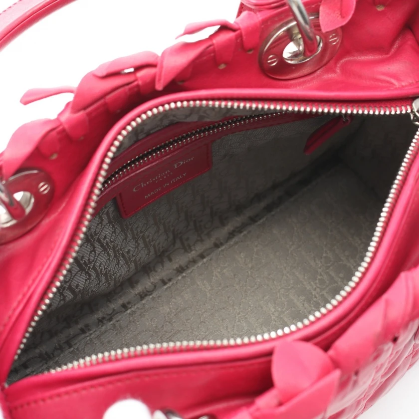 Christian Dior Lambskin Cannage Pink Bow Lady Dior Fuchsia
