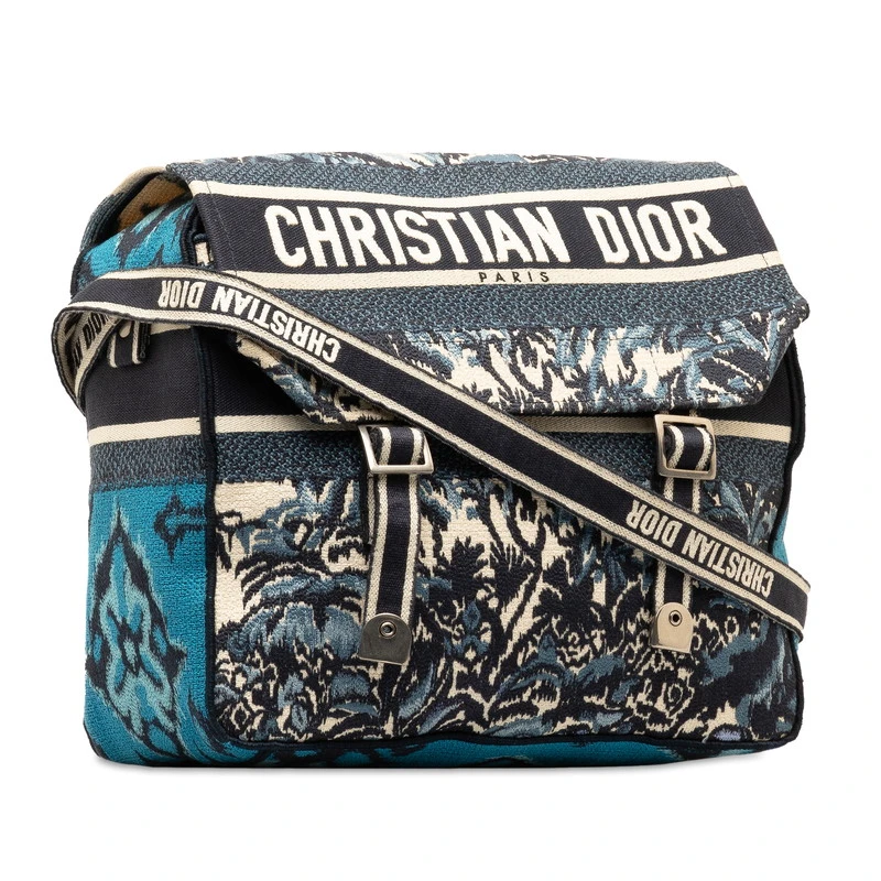 Dior Blue Large Embroidered Palm Tree Diorcamp Messenger Bag